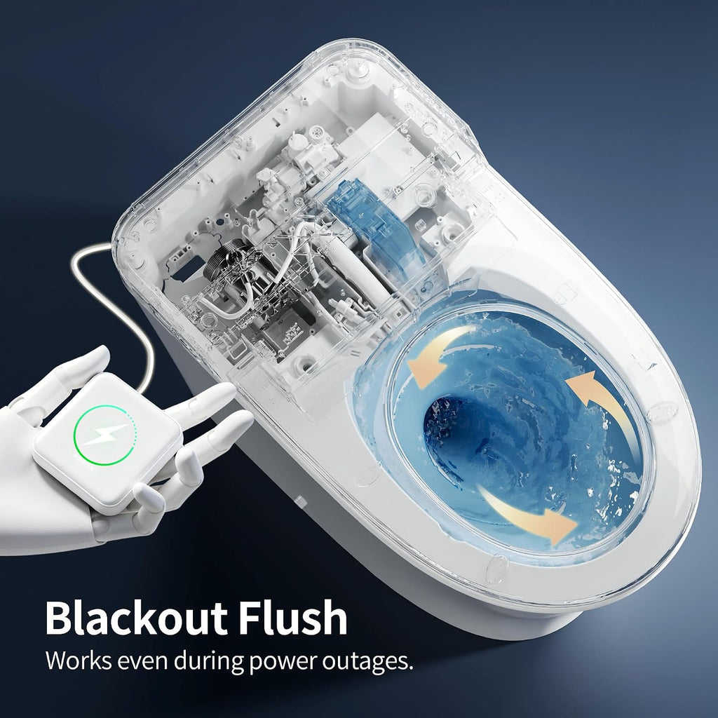 DeerValley Compact Smart Toilet with Bidet Built In for Small Bathroom, Microbubble Wash Auto Flush Water Filter, Instant Heated Seat Dryer Deodorizer Modern Japanese One-Piece Toilet with Night Light