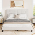 GarveeHome Full Size Bed Frame with Upholstered Headboard, Modern Fabric Platform Bed Frame with Wooden Slat Support, Adjustable Headboard, No Box Spring Needed, Noise-Free, for Bedroom