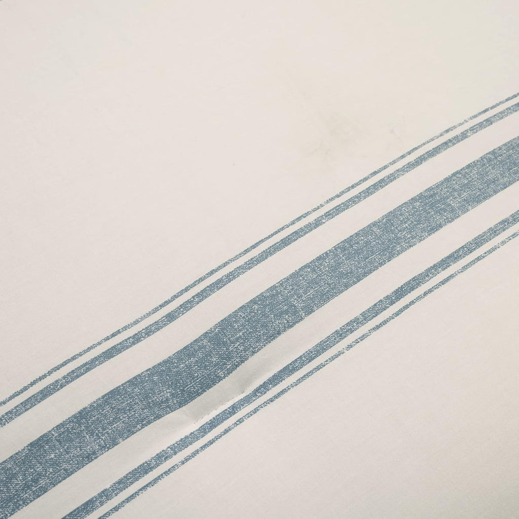 Lush Decor Farmhouse Stripe Reversible Cotton Comforter Set, 3 Piece Set, King, Blue - Cozy Farmhouse Bedding Set - Rustic Decor - Striped Comforter - Modern Farmhouse Bedroom Decor