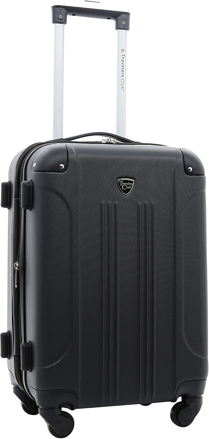 Travelers Club Chicago Hardside Expandable Spinner Luggage, Black, 5 Piece Set