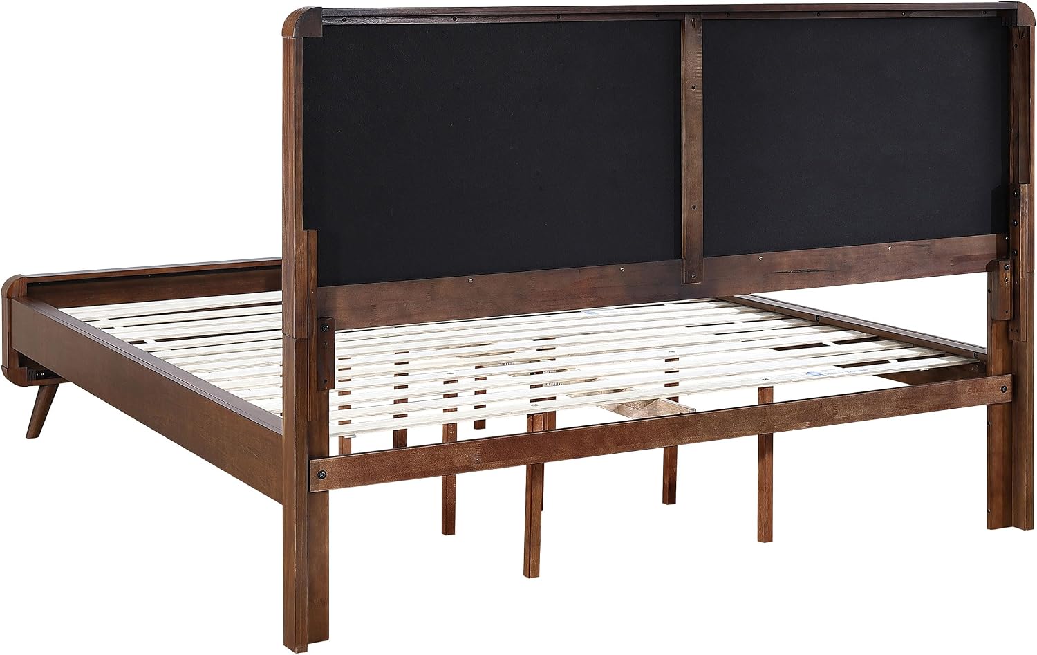 Coaster Home Furnishings Robyn Contemporary 5-Piece Bedroom Set Fabric Upholstered California King Size Panel Bed Frame 53-inch Headboard Dark Walnut 205131KW-S5