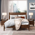 Grain Wood Furniture Mid Century Solid Wood Platform Bed, Queen Size, Brushed Walnut