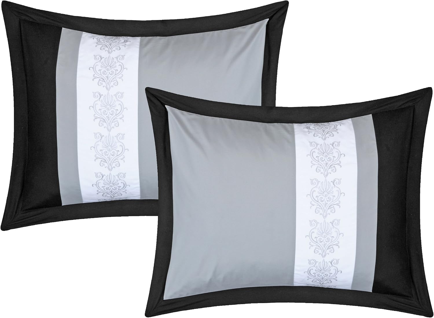 Chic Home Black Bed in a Bag Comforter Set, King Size (24 Pieces), Danielle - Pintuck Embroidery Colorblock Bedding - Comforter, Sheets, Shams, Bed Skirt, Pillowcases, Valances, Curtain Ties & Pillows