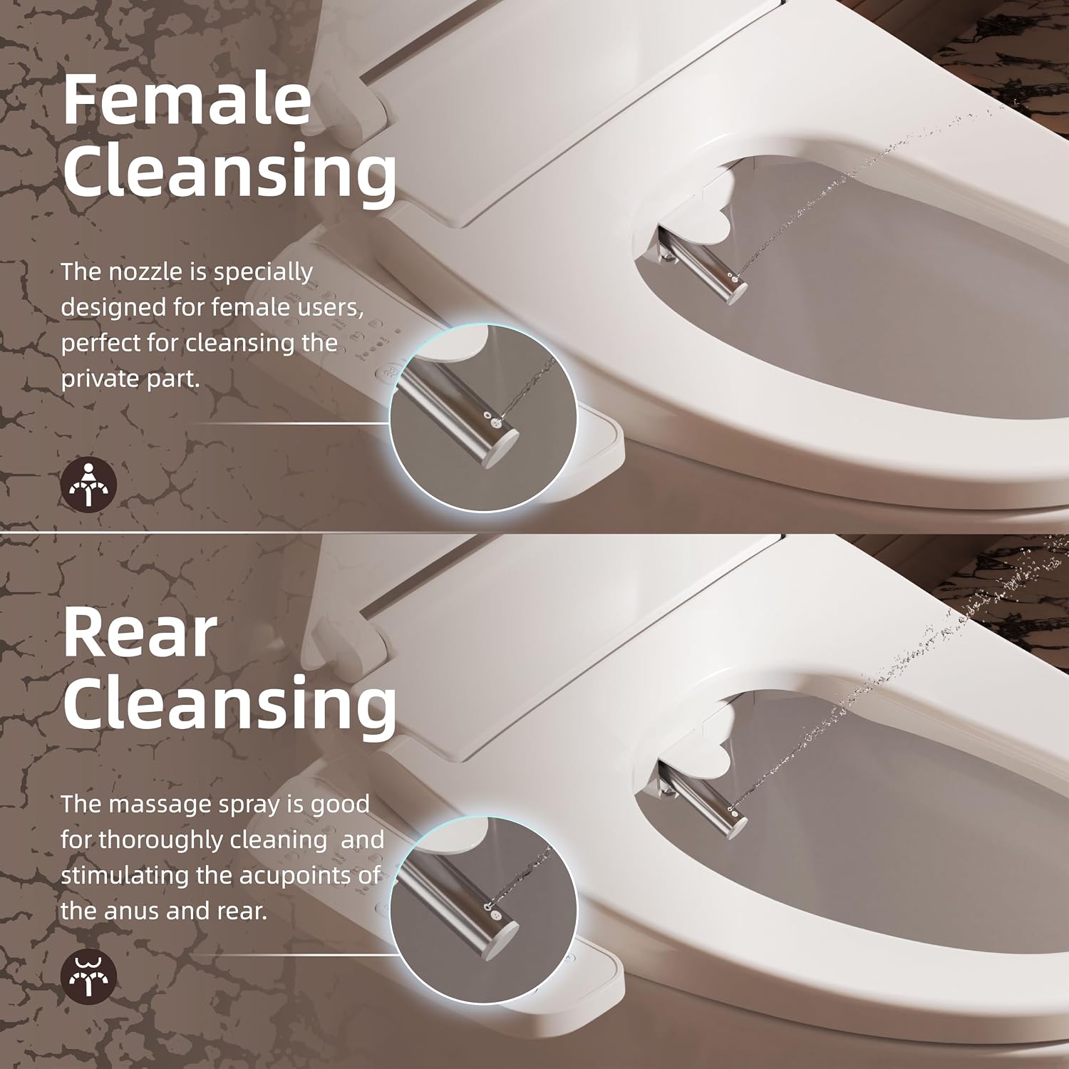 BRAVAT® Electronic Smart Bidet Toilet Seat – Heated Seat, Instant Warm Water, Stainless Steel Nozzle, Cleansing Rinse, Warm Air Dryer, Night Light, Easy Install, Elongated, White
