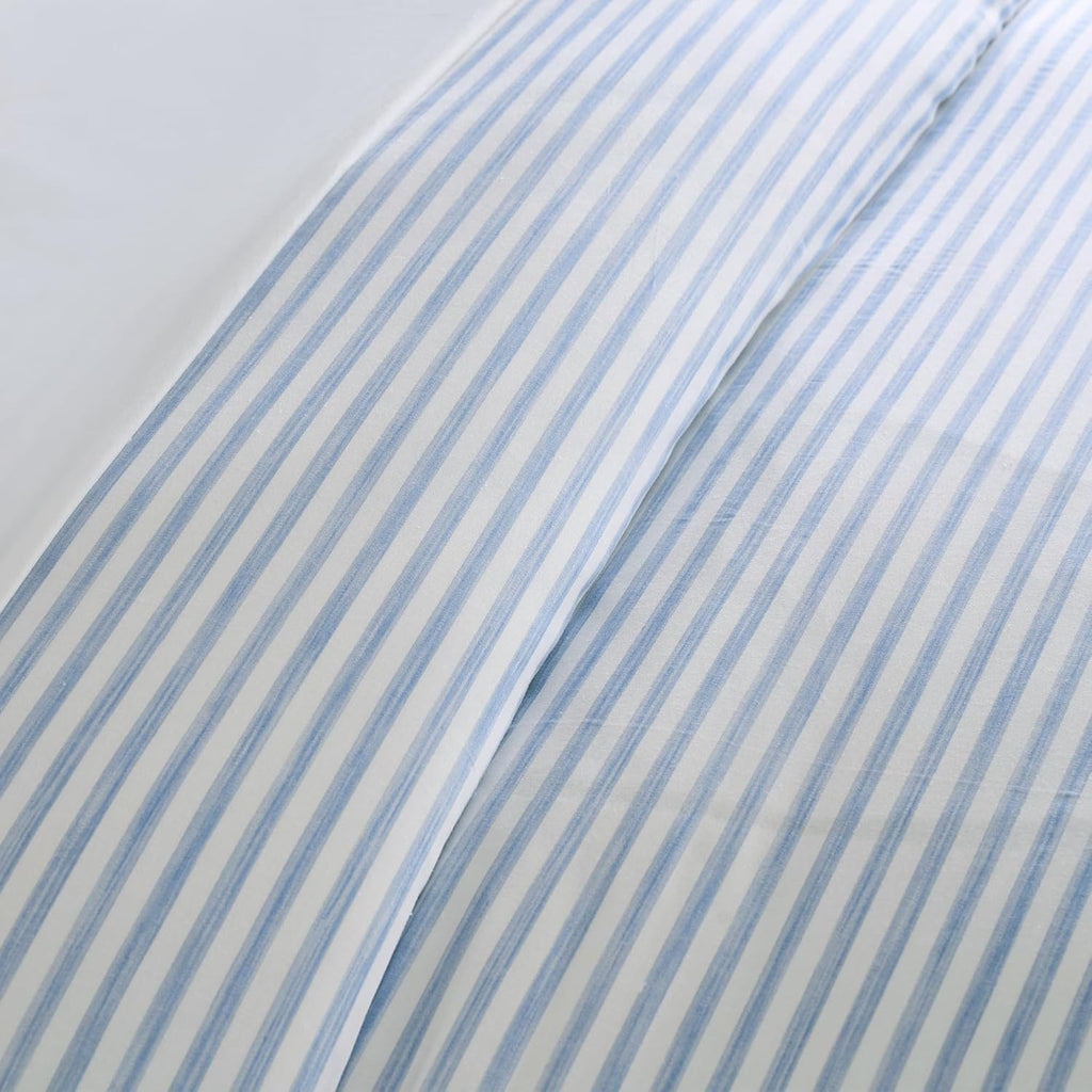 Levtex Home Martha Stripe Blue Reversible King Duvet Cover Set (106x94in) with 2 Pillowcases (36x20in) - Stripe Bedding - Blue, White - 100% Cotton King Size Duvet Cover Bedding Set - Soft, Pre-Washed