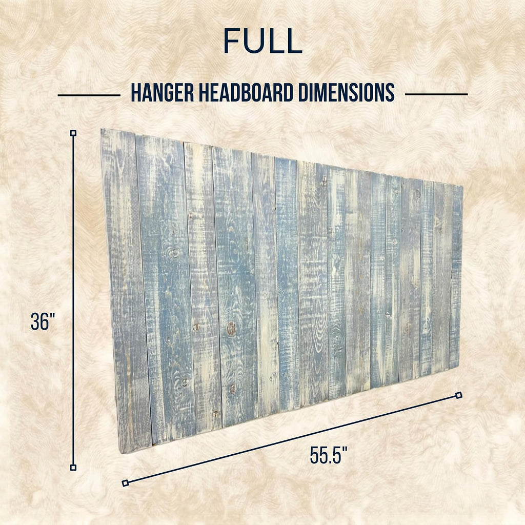 Barn Walls Full Wood Headboard - Blue Powderwash Farmhouse Design - Wall Mounted Floating Headboard for Full Bed - Handcrafted Solid Wood - Easy No-Drill Installation