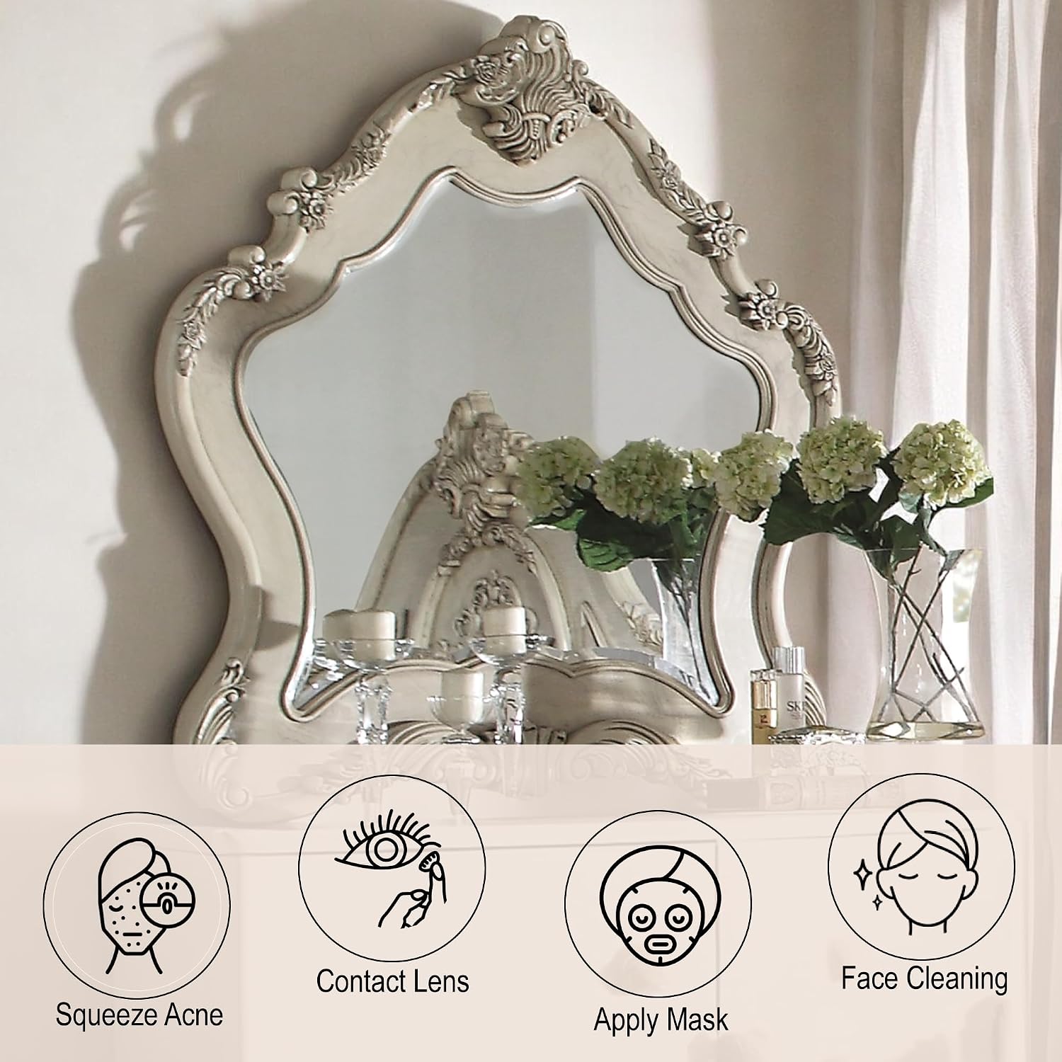ACME Furniture Ragenardus Mirror, Antique White