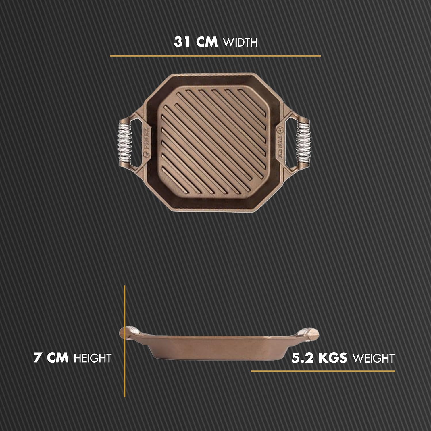 FINEX 12' Cast Iron Grill Pan, Modern Heirloom, Handcrafted in The USA, Pre-Seasoned with Organic Flaxseed Oil