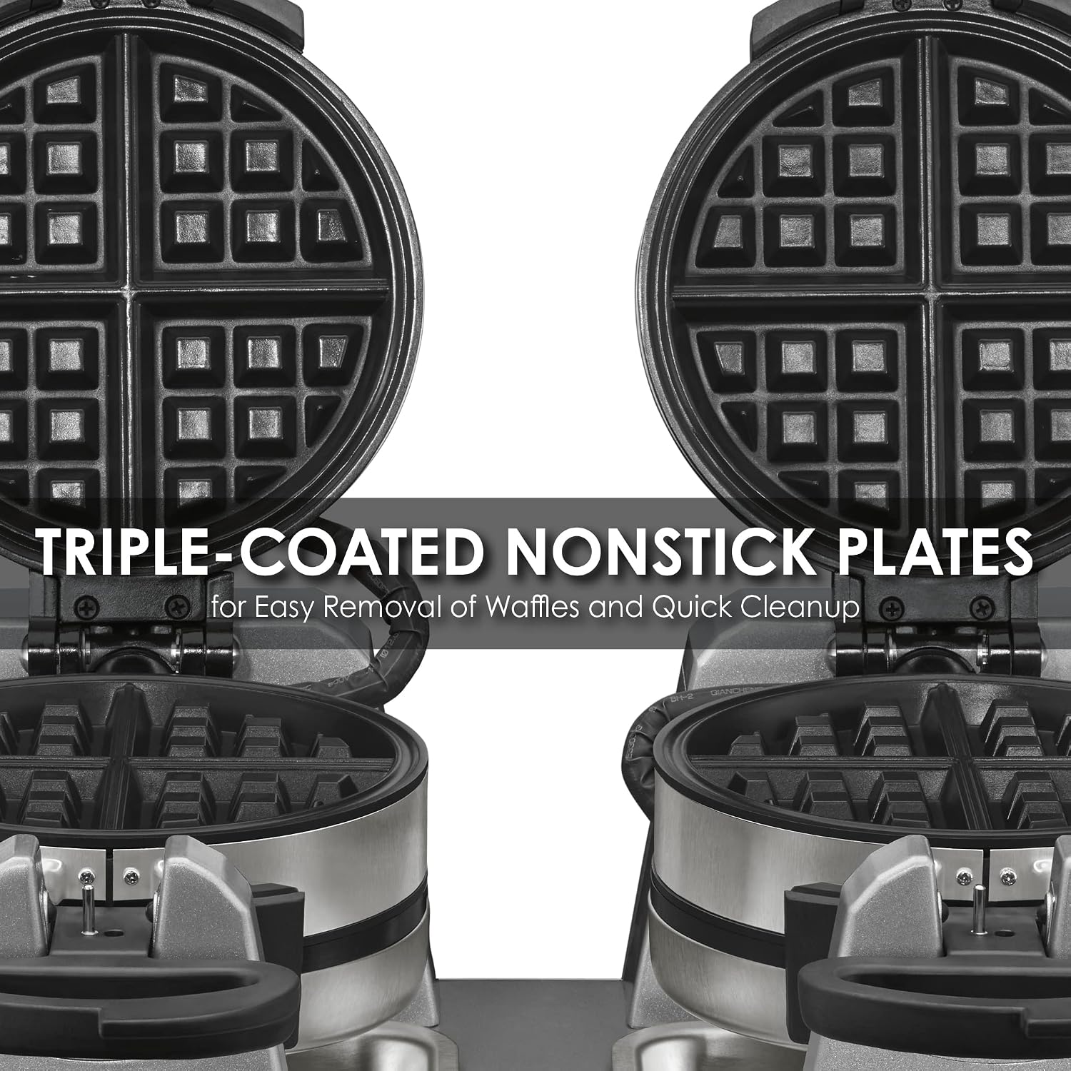 Waring Commercial Belgian Waffle Maker, 120 Waffles Per Hour, Side-by-Side Vertical Design, Rotary Feature for Even Baking, Triple-Coated Nonstick Plates, NSF Certified, WW300BX