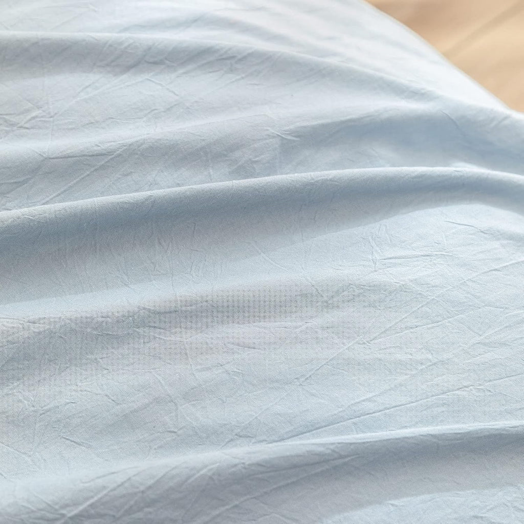 BESTOUCH Duvet Cover Set 100% Washed Cotton Linen Feel Super Soft Comfortable Chic Lightweight 3 PCs Home Bedding Set Solid Cornflower Blue Super King Plus