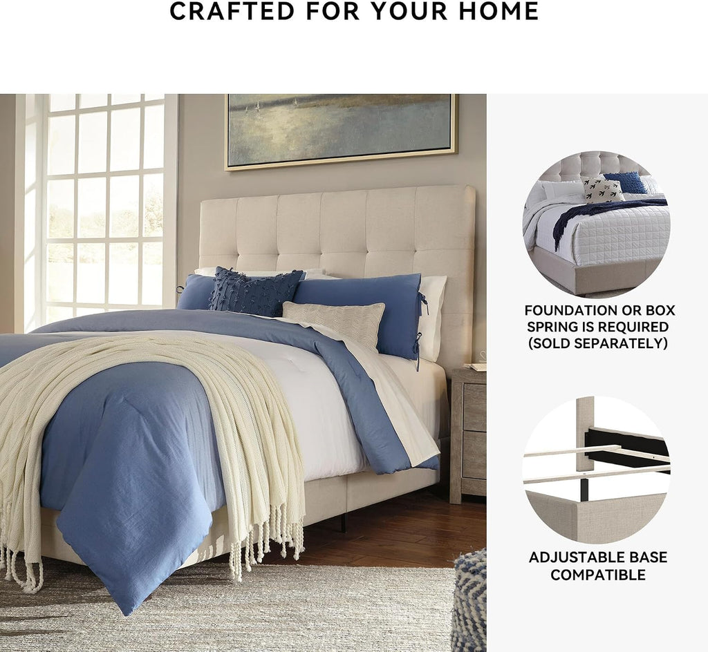 Signature Design by Ashley Dolante Queen Size Upholstered Tufted Bed Frame, Beige