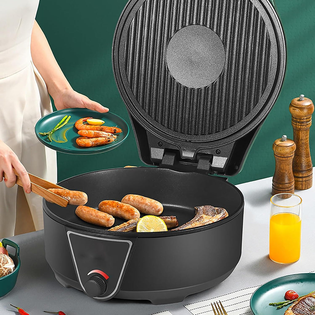Electric Frying Pan, Electric Griddles, Pizza Maker Machine for Indoor Grill, for Pancakes, Cookies, Burgers(Blue)