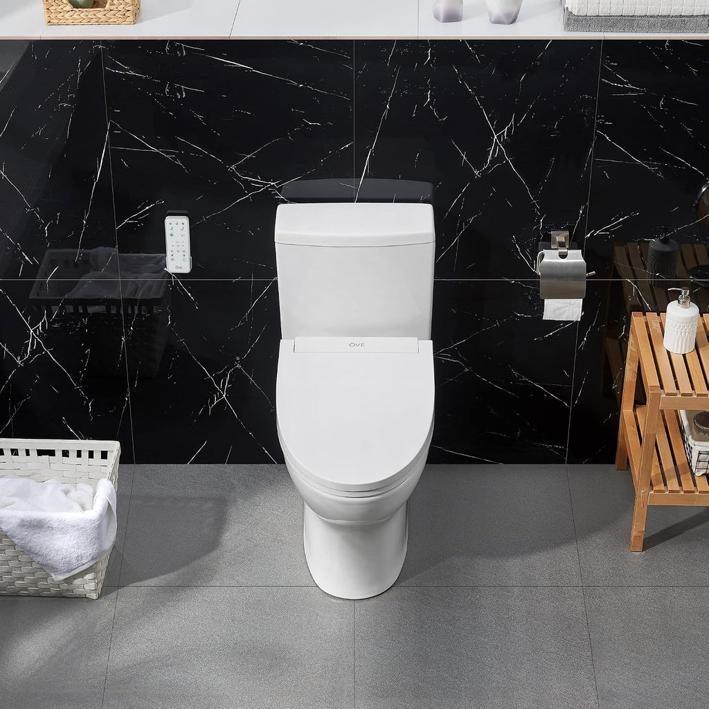 OVE Decors Wilma Smart Toilet with Integrated Bidet Seat, Heated Seat with Auto Flush and Warm Water and Multi Function Remote Control, White