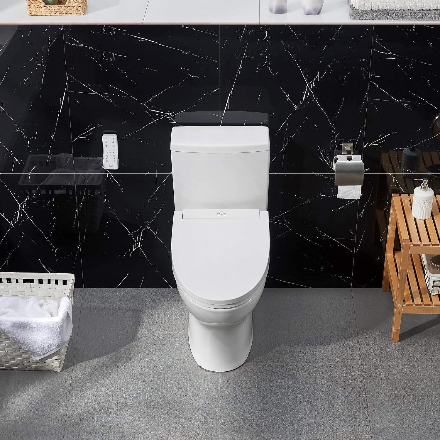 OVE Decors Wilma Smart Toilet with Integrated Bidet Seat, Heated Seat with Auto Flush and Warm Water and Multi Function Remote Control, White
