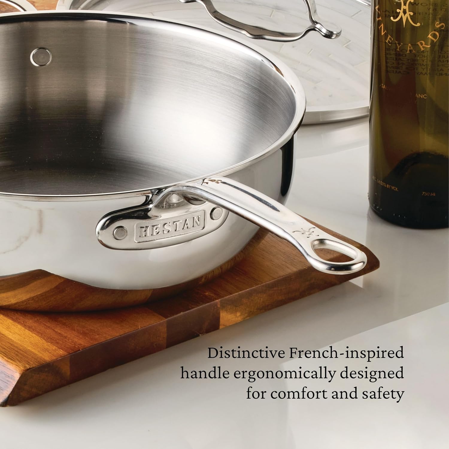 Hestan ProBond Luxe 5-Quart Essential Pan with Lid, Professional Clad Stainless Steel, ProCore Tri-Ply Clad Construction, Polished Exterior, Induction & Oven Safe