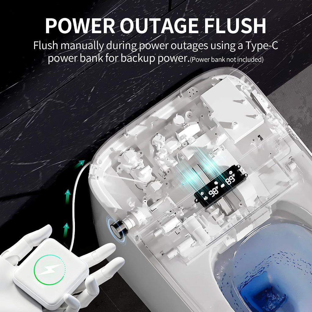 DeerValley Smart Toilet with Bidet Built in - Powerful Auto Flush, Auto Open/Close Lid, Heated Seat & Instant Warm Water Bidet, LED Display, Deodorization, 12' Rough-In, DV-1S0159-V3
