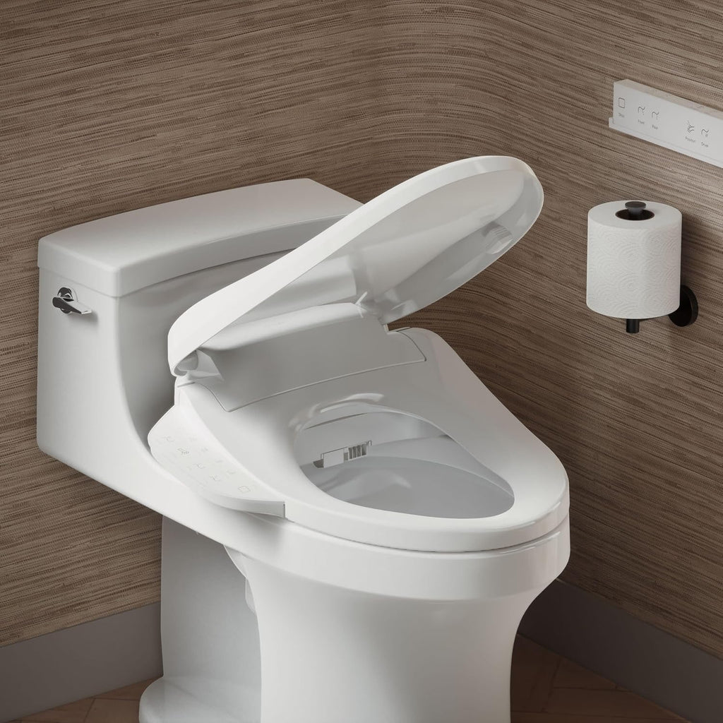 Kohler PureWash E725 Heated Bidet Toilet Seat Elongated, White with Remote, Warm Water, Dryer, Quiet-Close Lid, Self-Cleaning Wand, Adjustable Water Pressure, Nightlight