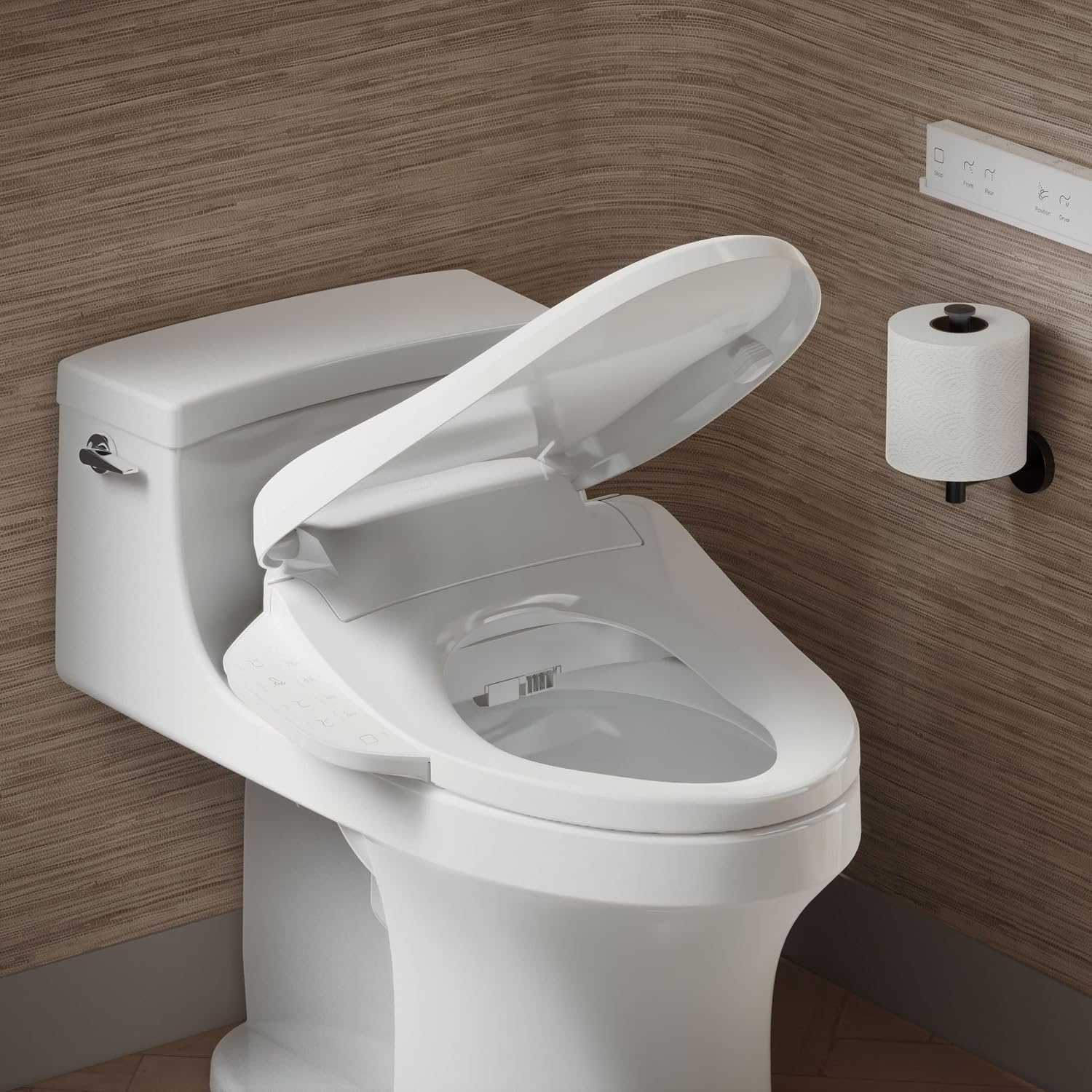 Kohler PureWash E725 Heated Bidet Toilet Seat Elongated, White with Remote, Warm Water, Dryer, Quiet-Close Lid, Self-Cleaning Wand, Adjustable Water Pressure, Nightlight
