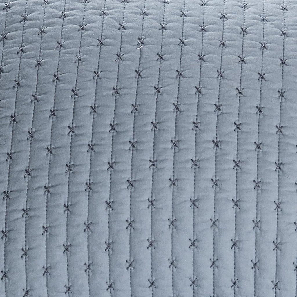 Levtex Home - Cross Stitch Chambray Quilt Set - King Quilt + Two King Pillow Shams - Cross Stitched Pattern - Quilt Size (106x92in.) and Pillow Sham Size (36x20in.) - Reversible - Cotton Fabric