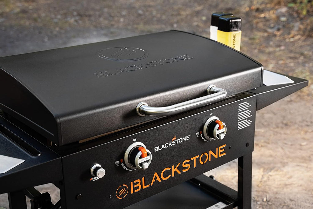 Blackstone 1883 Gas Hood & Side Shelves Heavy Duty Flat Top Griddle Grill Station & OXO Good Grips Chef's Squeeze Bottle Set, Plastic, Translucent