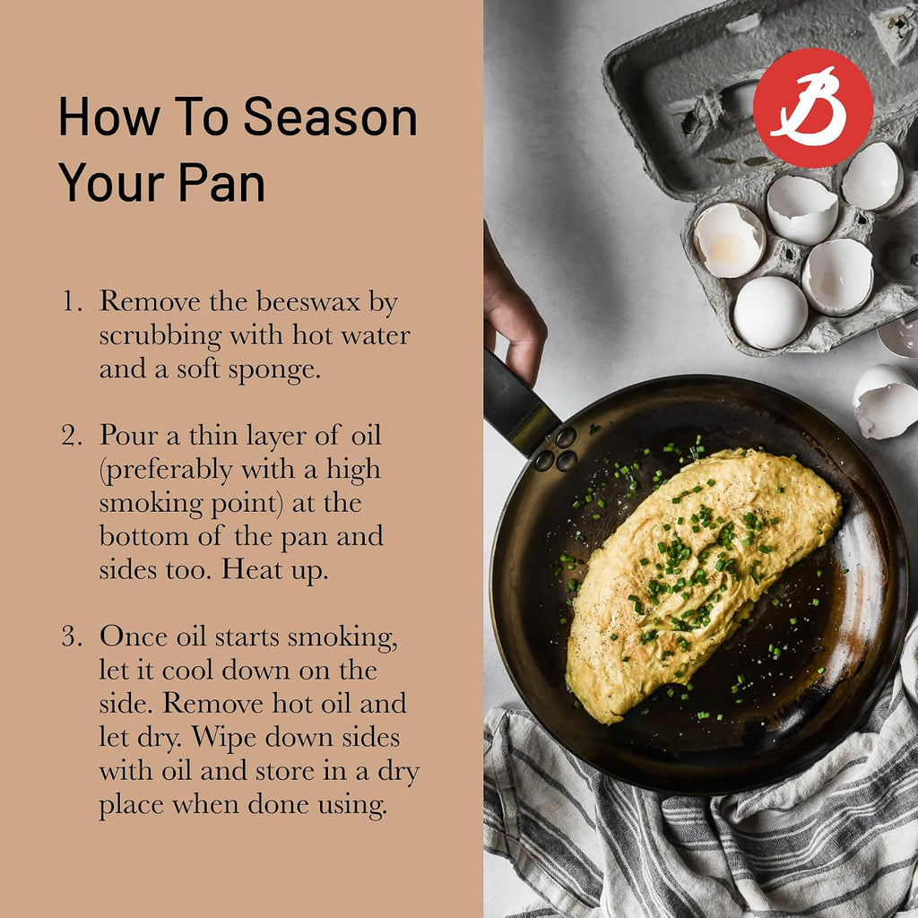 de Buyer MINERAL B Carbon Steel Country Fry Pan - 11' Diameter, 7.7' Cooking Surface - Ideal for Sauteing, Simmering, Deep Frying & Stir Frying - Naturally Non-Stick Finish - Made in France