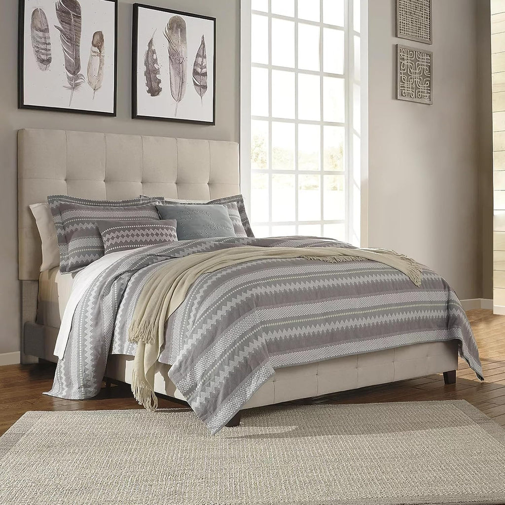 Signature Design by Ashley Dolante Queen Size Upholstered Tufted Bed Frame, Beige
