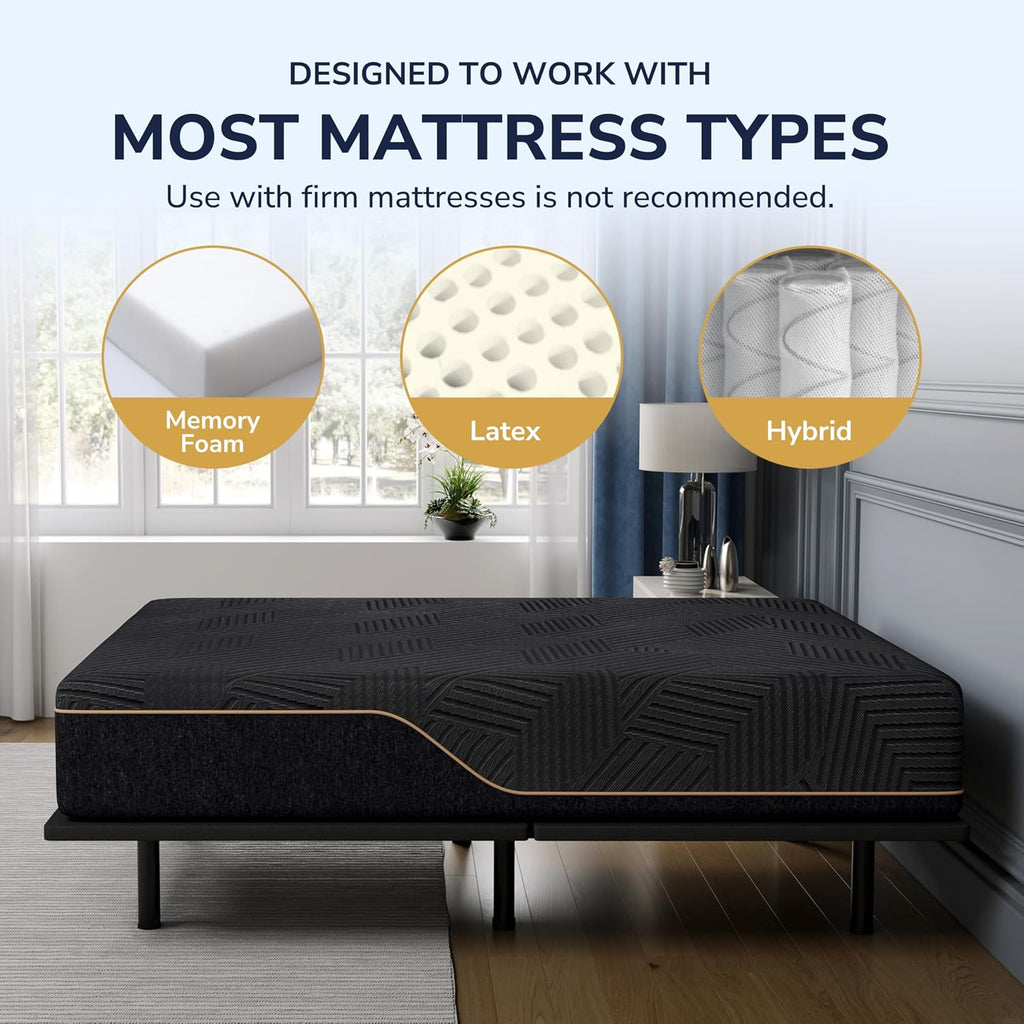 EGOHOME Twin XL Adjustable Bed Frame and 14 Inch Cooling Memory Foam Mattress, Wireless Remote Head and Foot Incline,12 inch Legs, Zero Gravity 38' x 80'