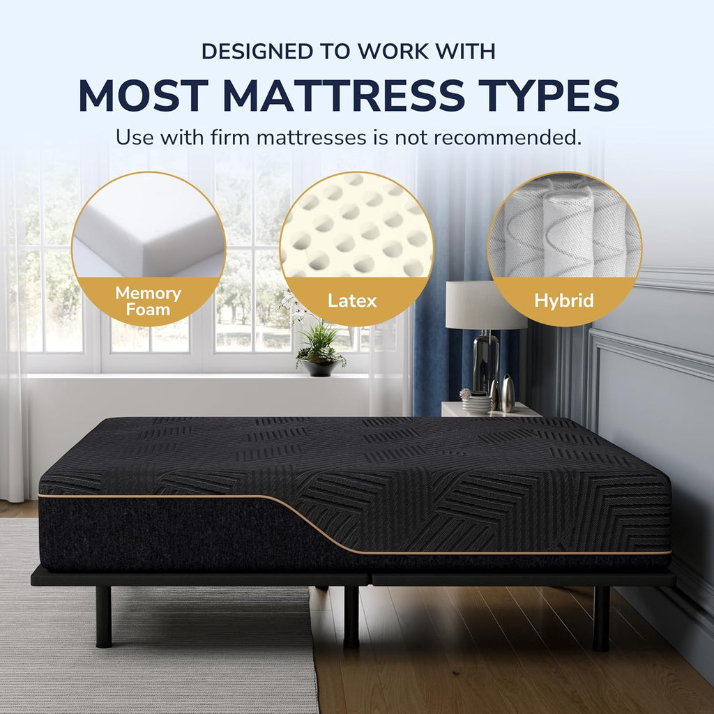 EGOHOME Adjustable Bed Frame Queen and 14 Inch Cooling Memory Foam Mattress, Wireless Remote Head and Foot Incline, 12 inch Legs, Zero Gravity Queen Size 60' x 80'