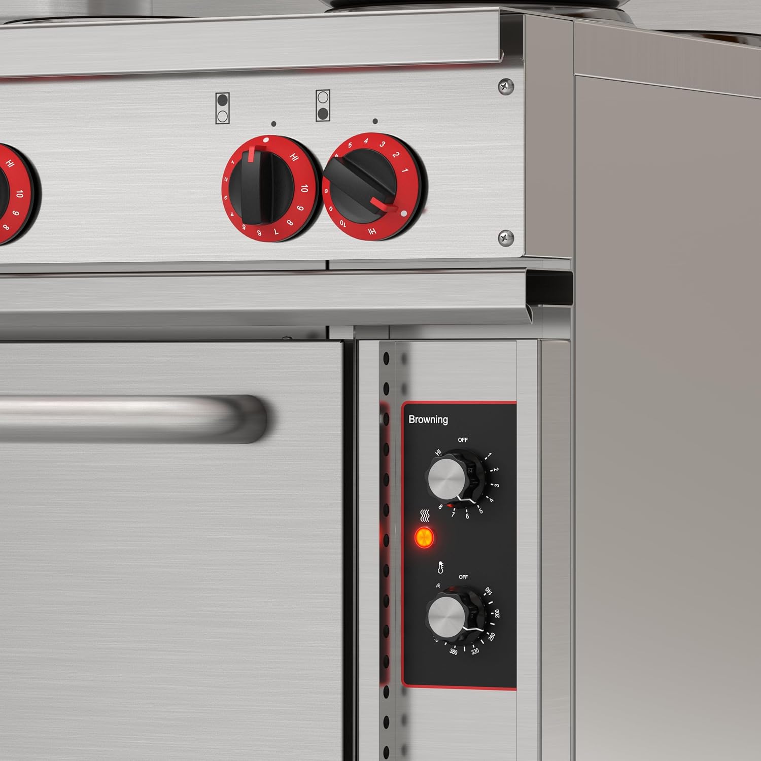 KoolMore 36 in. Commercial Electric Range with 6 Burners and 1 Standard Electric Oven in Stainless Steel - 208V 3-Phase, CSA Listed (KM-CR36-E)