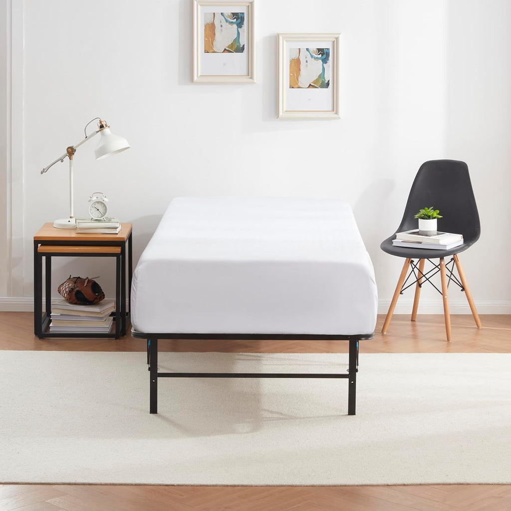 Nestl Twin Bed Frame, Foldable Bed, Platform Bed Frame, Steel, Easy Tool Free Assembly, 14 Inches High, Twin, Black