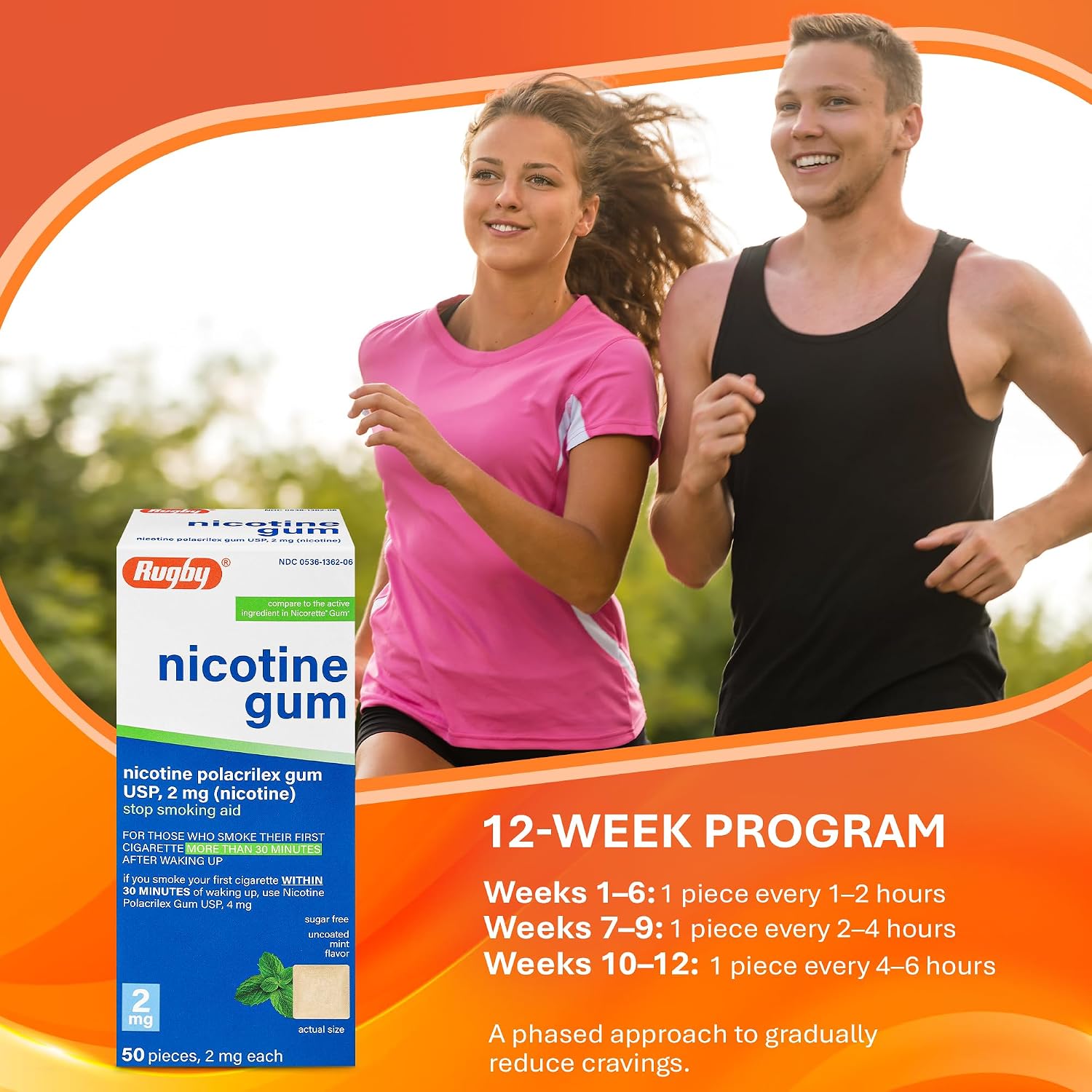 Rugby Polacrilex 2mg Nicotine Gum - USP Uncoated Mint Flavor, Sugar-Free Quit Smoking and Vaping Aid, 50 Count (8-Pack)