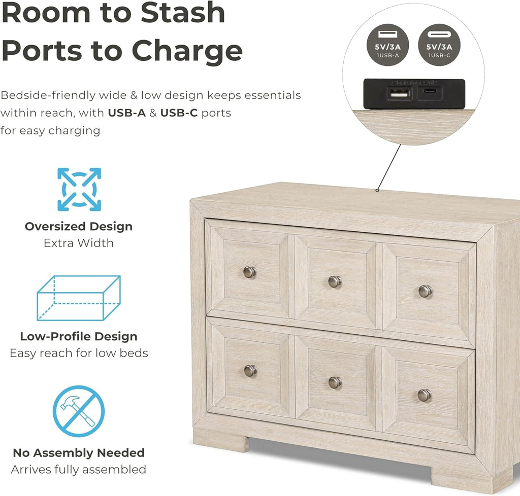Furniture of America Dannen Modern Wood 3-Piece Bedroom Set with Panel Bed, Cedarwood-Lined Bottom and Felt-Lined Top Drawers on Oversized Nightstand, Box Spring Required, King, Tawny Brown