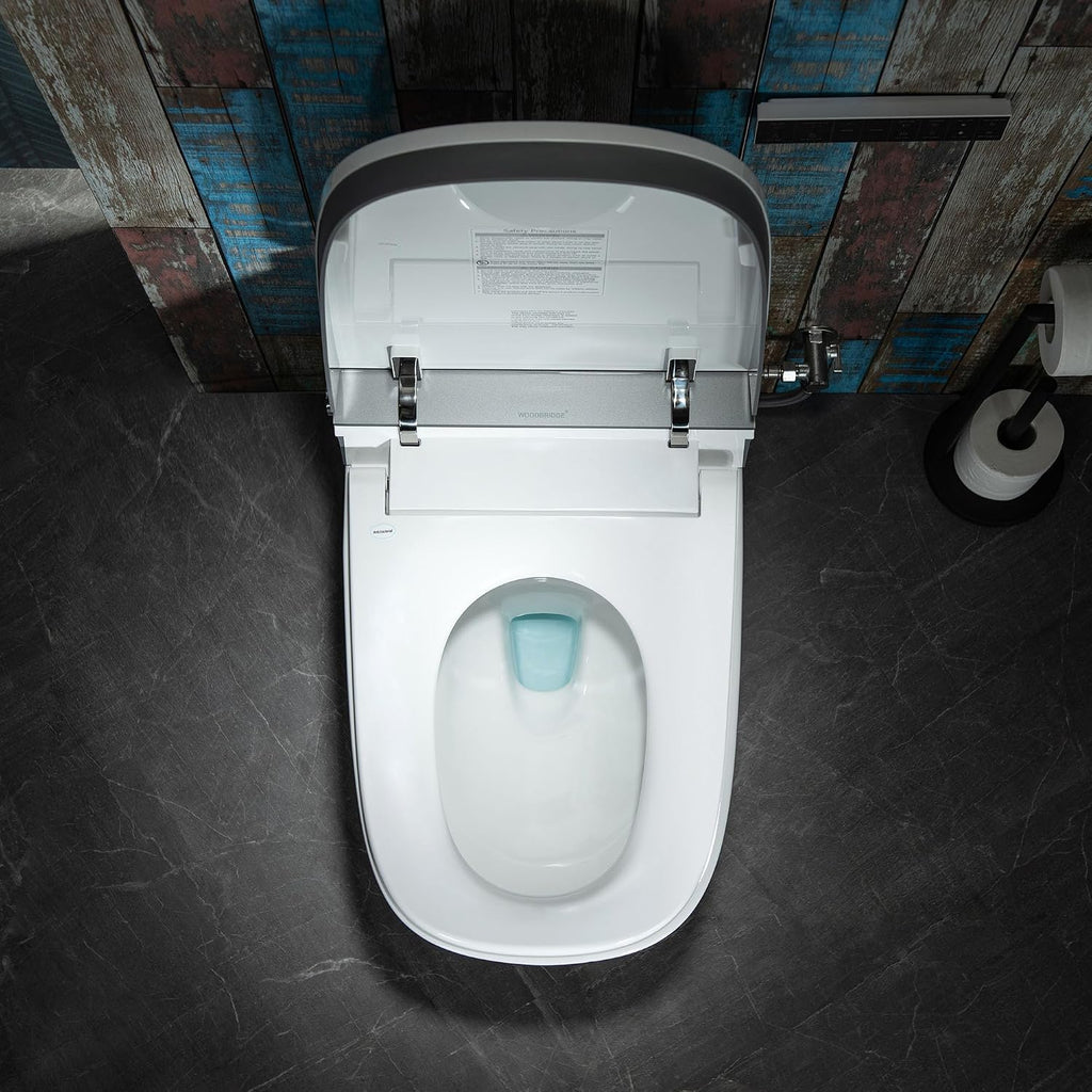 WOODBRIDGE Smart Toilet 1.28 GPF Dual Flush, Auto Open & Close, Auto Flush, Foot Sensor,1000 Gram MaP Flushing Score,Movement Drying,Heated Seat,ADA Chair Height and Cleaning Foam Dispenser