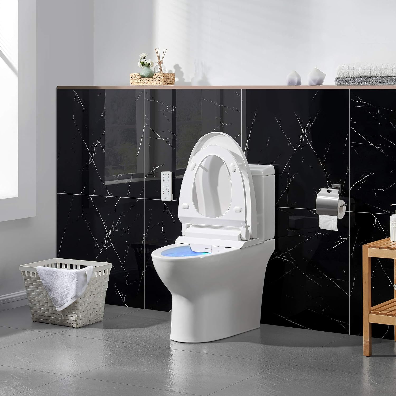 OVE Decors Wilma Smart Toilet with Integrated Bidet Seat, Heated Seat with Auto Flush and Warm Water and Multi Function Remote Control, White