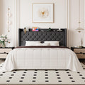Allewie King Size Bed Frame, Storage Headboard with Charging Station,Wingback Linen Upholstered, Diamond Stitched Button Tufted, Sturdy Wooden Slats, No Box Spring Needed, Easy Assembly, Dark Gray