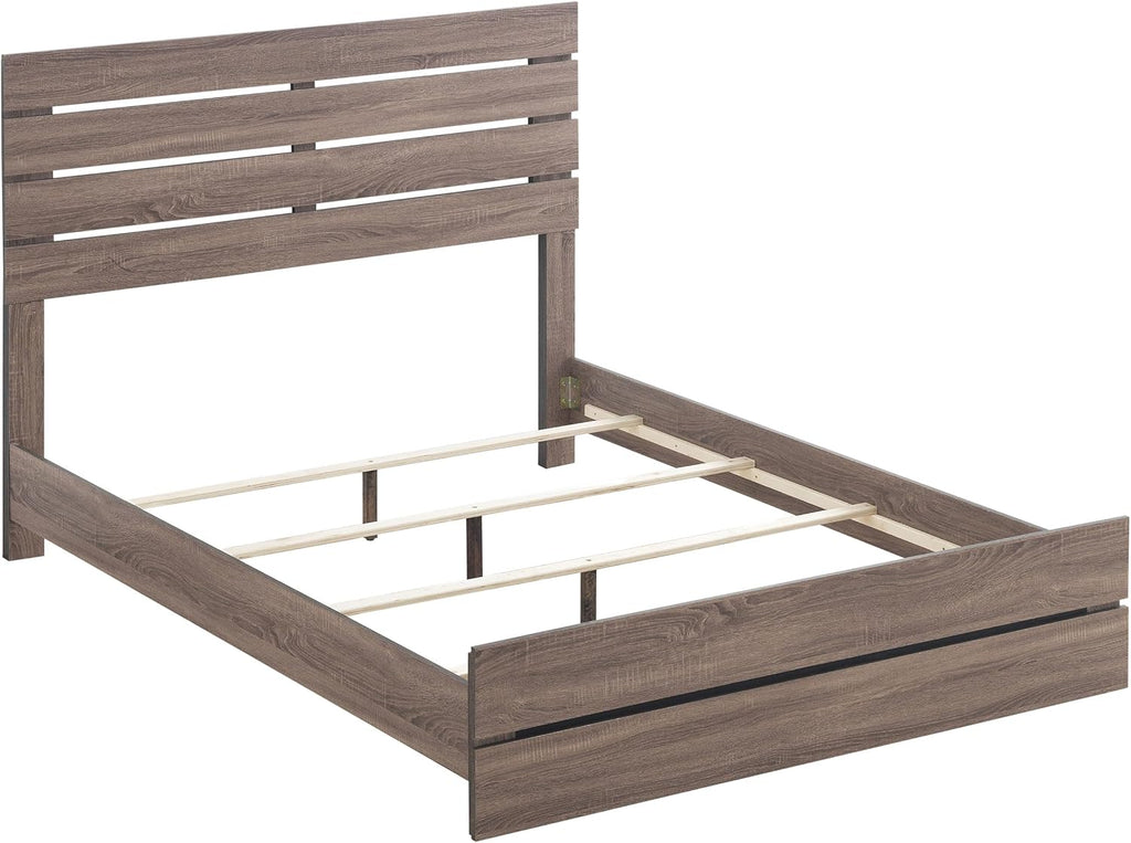 Coaster Home Furnishings Brantford Farmhouse 4-Piece Bedroom Set Eastern King Size Panel Bed Frame 52-inch Headboard Barrel Oak 207041KE-S4