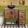 UEV 36' Antique Bathroom Vanity, Dark Brown Bathroom Vanity Set with Sink and 3 Drawers Side Cabinet Combo, Iron Wood Bathroom Cabinet with Adjustable Water Temperature Faucet (A09-NEW)