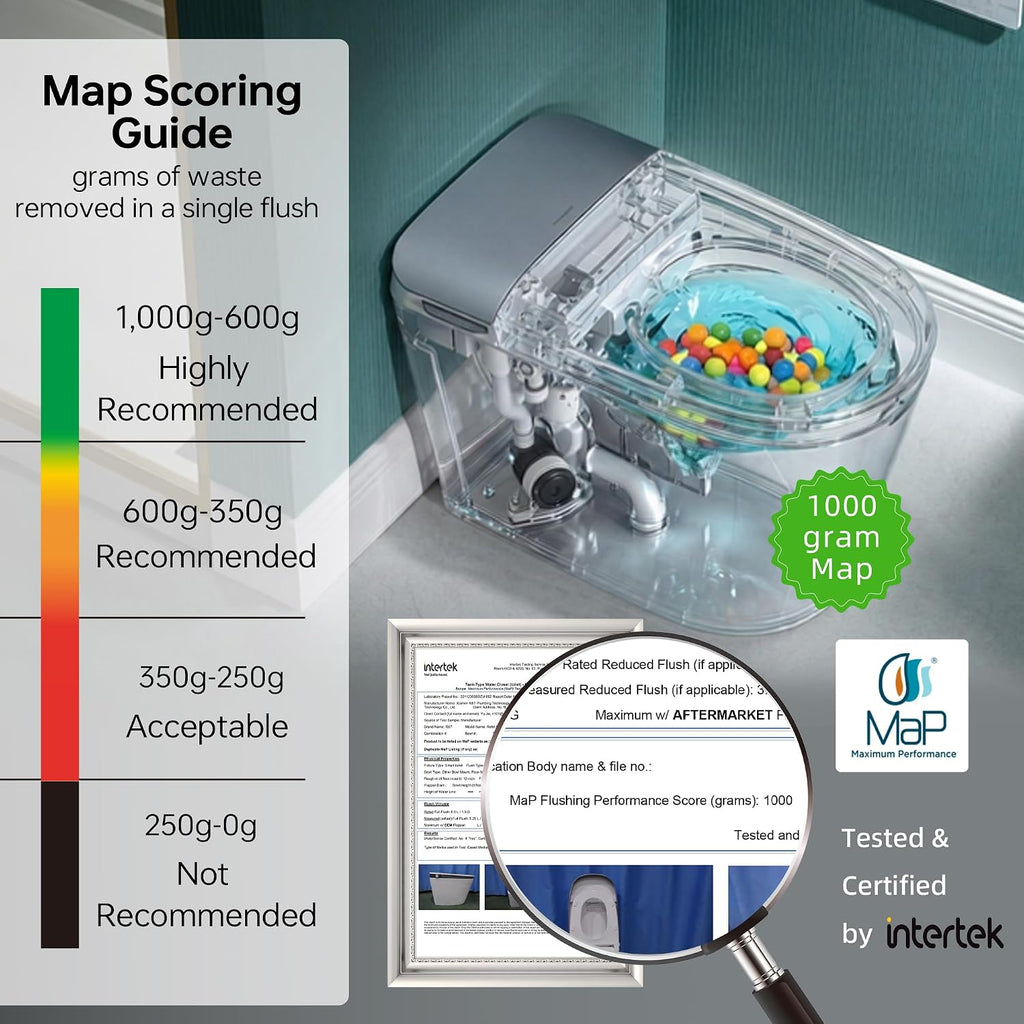 WOODBRIDGE Smart Toilet with 1000g MaP Flush Score, Foam Shield, Blackout Flush, Warm Drying, Wave Sensor Auto Open&Close, Wireless Remote, Smart Deodorization, MET061