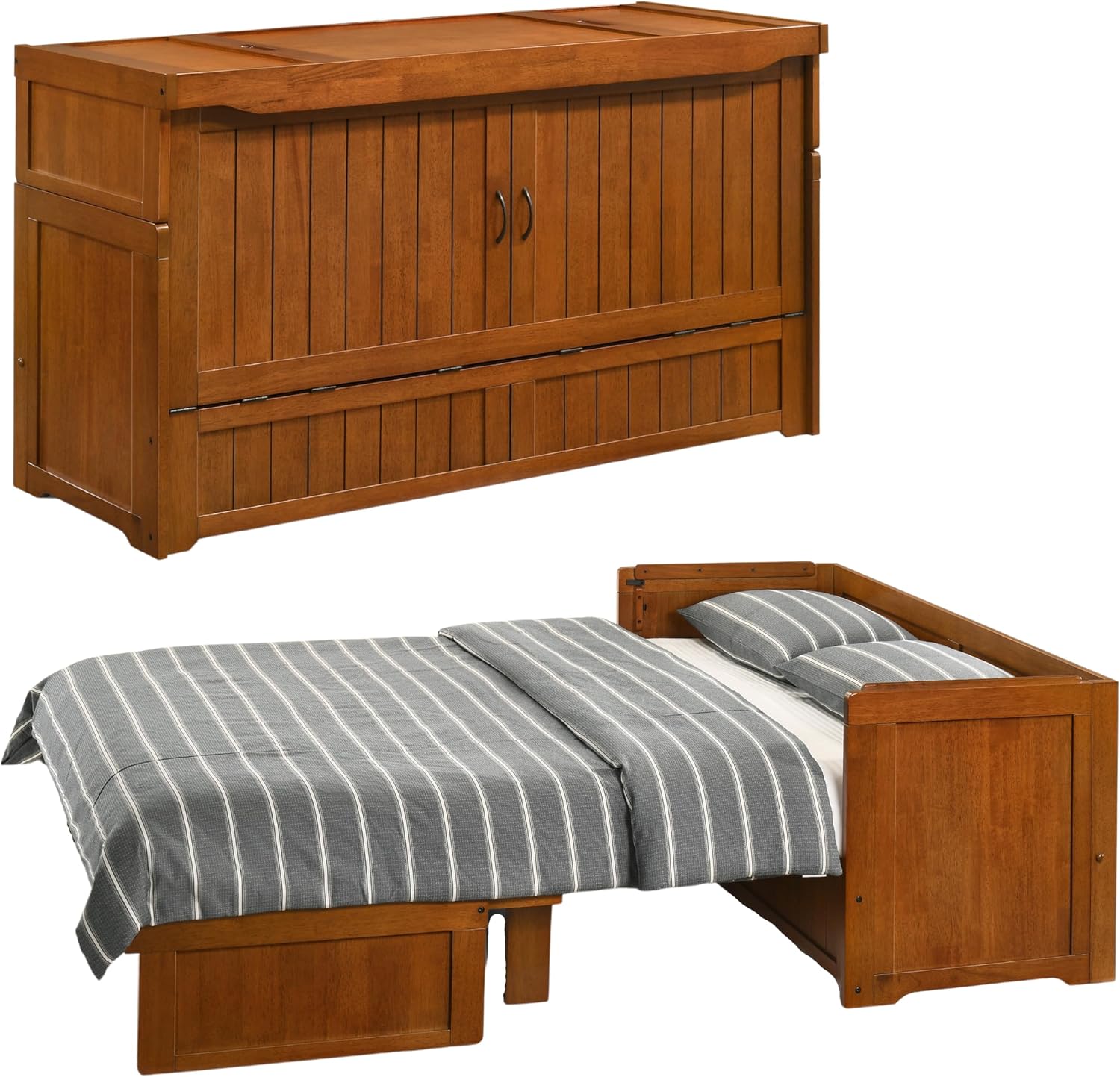 NIGHT & DAY Furniture Murphy Cube Cabinet Bed (Beadboard Cherry)