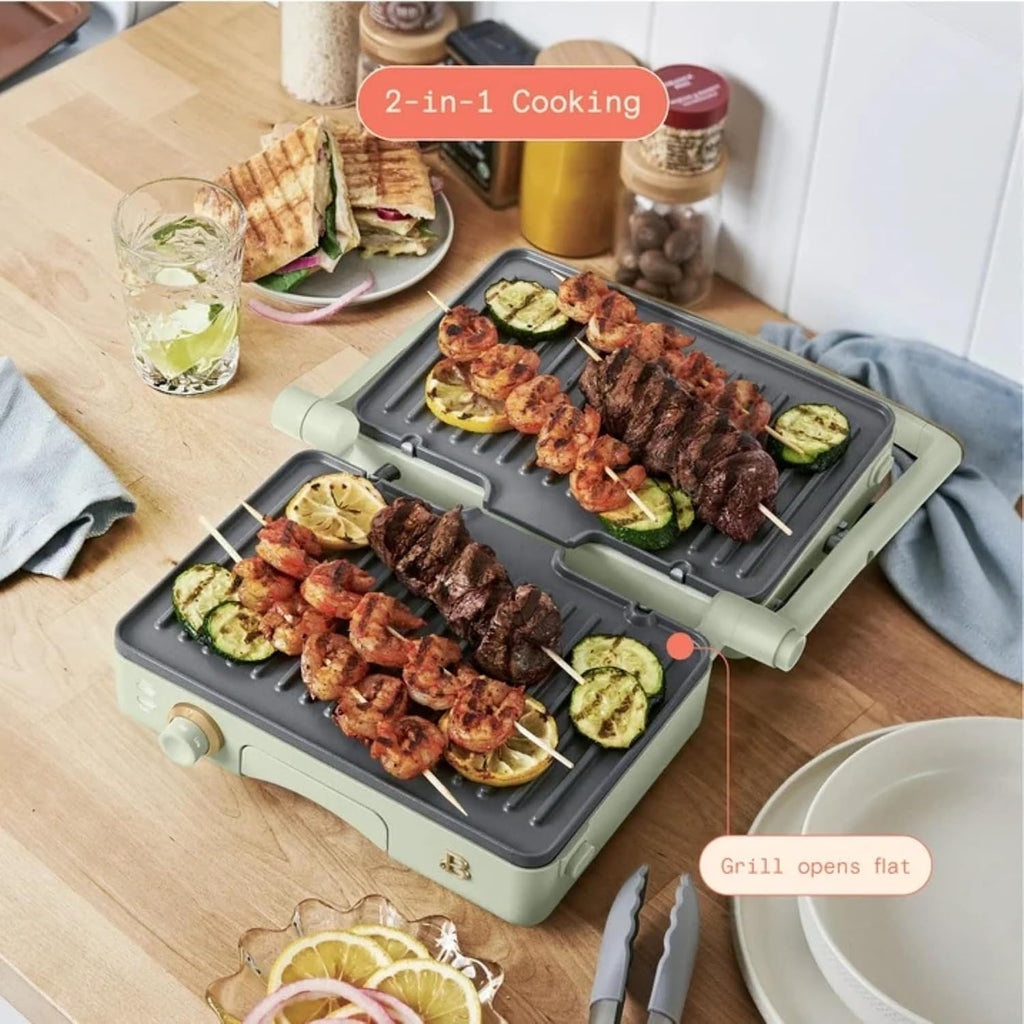 Panini Press Indoor Grill 2-in-1 Electric Contact Grill with Removable Nonstick Plates, 1200W Adjustable Temperature Sandwich Maker