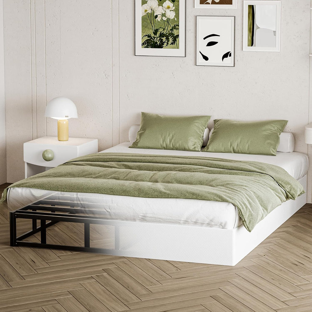 Seiugaga King Box Spring 10 Inch - Heavy Duty Box Spring Mattress Foundation Metal Bed Base with Fabric Cover, Noise Free Easy Assembly Non Slip/Non-Slip/Easy Assembly
