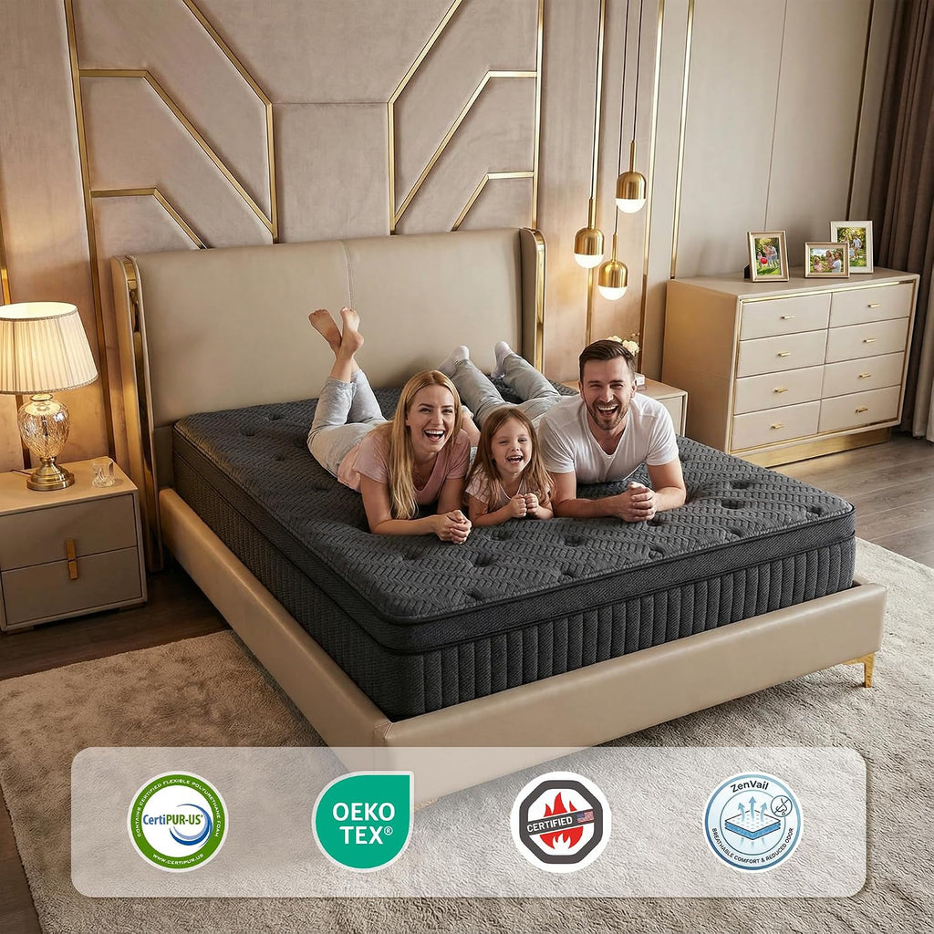inight Twin XL Mattress, 12 Inch Medium Firm Hybrid, Nebulign Foam & Pocket Springs, Spinal Alignment for Teens & Single Adults (130-230lbs), Fiberglass-Free, CFR 1633 Compliant