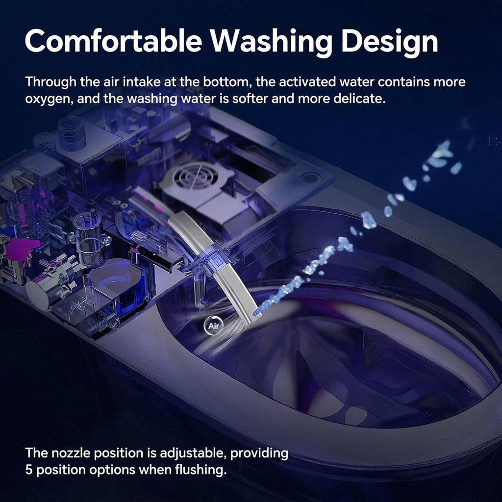 Elongated Smart Toilet with Bidet,Smart Toilet withComfort Height Heated Seat,MAP 1000g Powerful Flush,Warm Water,Dryer,Night Light,Dual Flush 1.1,1.6GPF for Bathrooms.