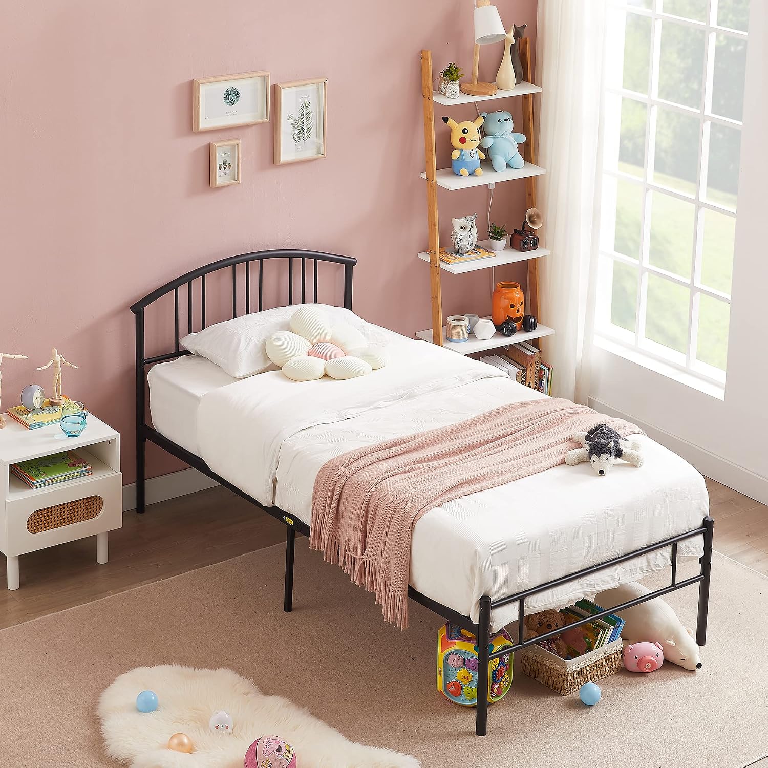 VECELO Twin Bed Frame with Headboard and Footboard, 14 Inch Metal Platform Mattress Foundation, Sturdy Premium Steel Slat/No Box Spring Needed