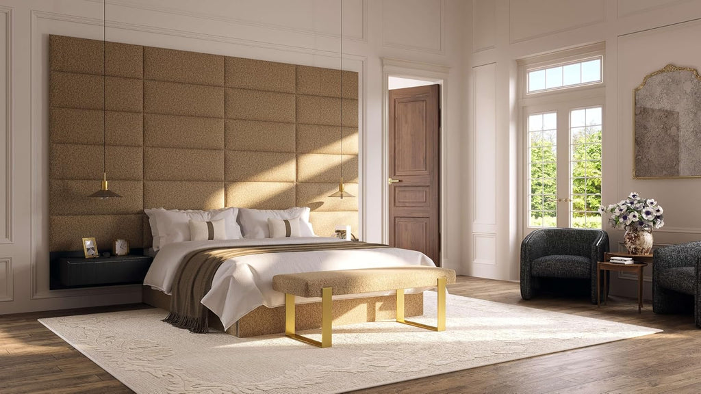 Vänt Upholstered Wall Panels - Queen/Full Size Wall Mounted Headboards - Boucle Ivory - Set of 4 Panels (Each Individual Panel 30'x11.5')