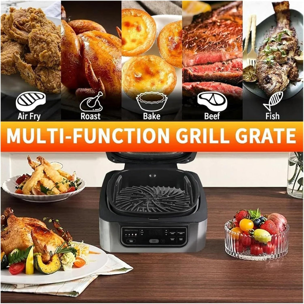 5-in-1 Indoor Grill，Compatible For Ninja Foodi AG300 AG301 AG301C AG302 AG400 Non-stick Grill Griddle+ Fine Mesh Splatter Screen