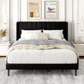 Gruwans Queen Size Bed Frame with Upholstered Wingback Headboard, Easy Assemnly Platform Bed, Wooden Slat Support No Box Spring Needed, Black Velvet