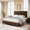 Wood King Size Bed Frame,King Size Platform Bed with Headboard, Tall Walnut Finish, No Box Spring Needed, Durable Slat Support for Memory Foam Mattresses, Elegant Design (Walnut, King)