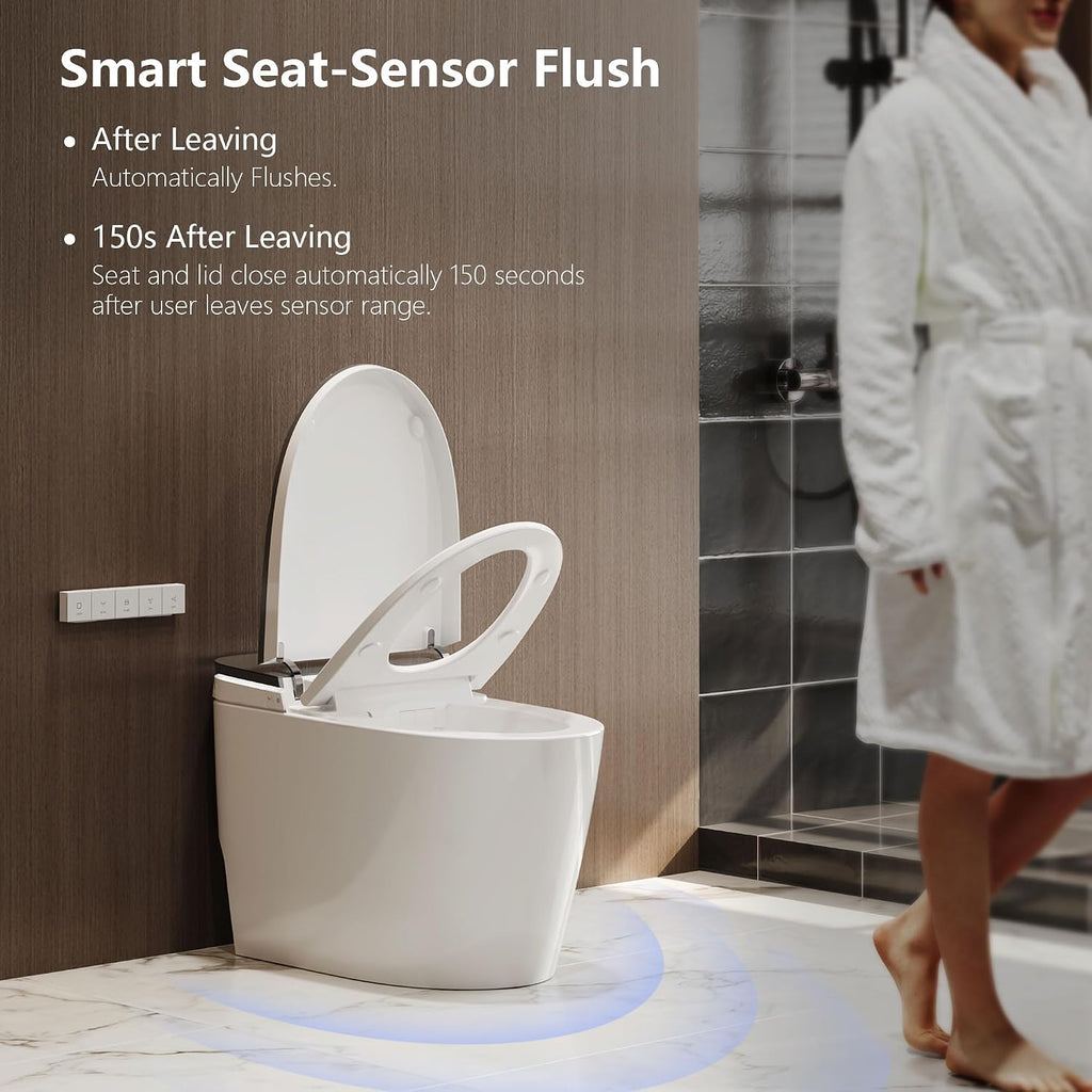 DeerValley Smart Toilet with Bidet Built in, Voice Control, Spa Wash, Auto Open/Close, Pump Assisted, Water Filter, Foam Shield, Dryer, Deodorization, ADA Height Japanese One-Piece Toilet for Bathroom