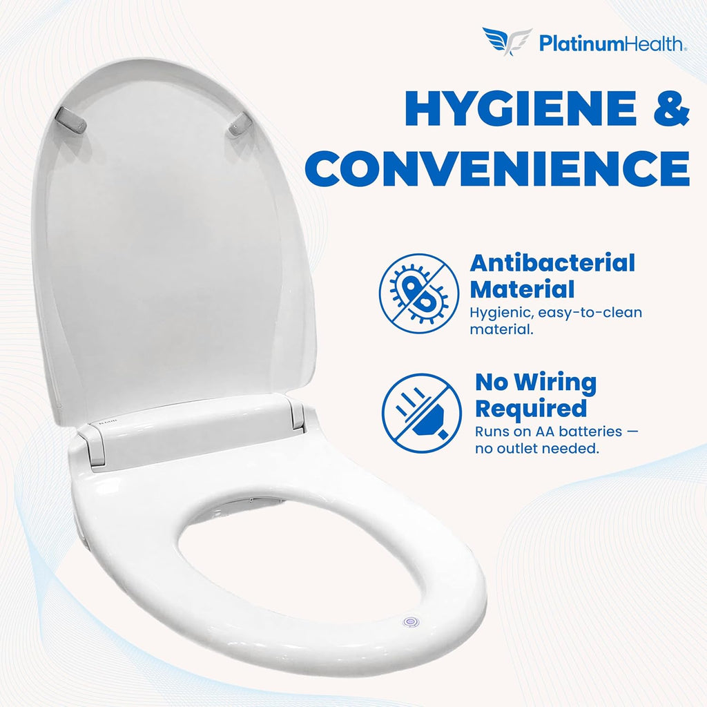 EuroLux Premium Bidet Toilet Seat, Electronic (no outlet required) Easy 1-Touch Operation. Retracting Dual Nozzle. Auto-UV Clean. LED Night Light. Soft Close with Lid. Sleek Design (Round)